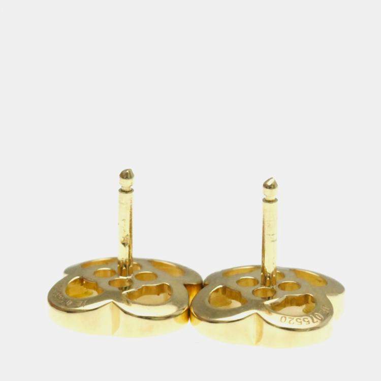 Pre Owned Van Cleef & Arpels Pure Alhambra 18K Yellow Gold and Mother of Pearl Earrings