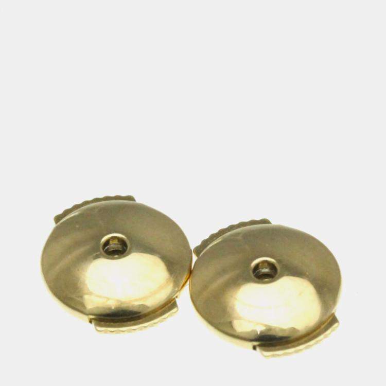 Pre Owned Van Cleef & Arpels Pure Alhambra 18K Yellow Gold and Mother of Pearl Earrings