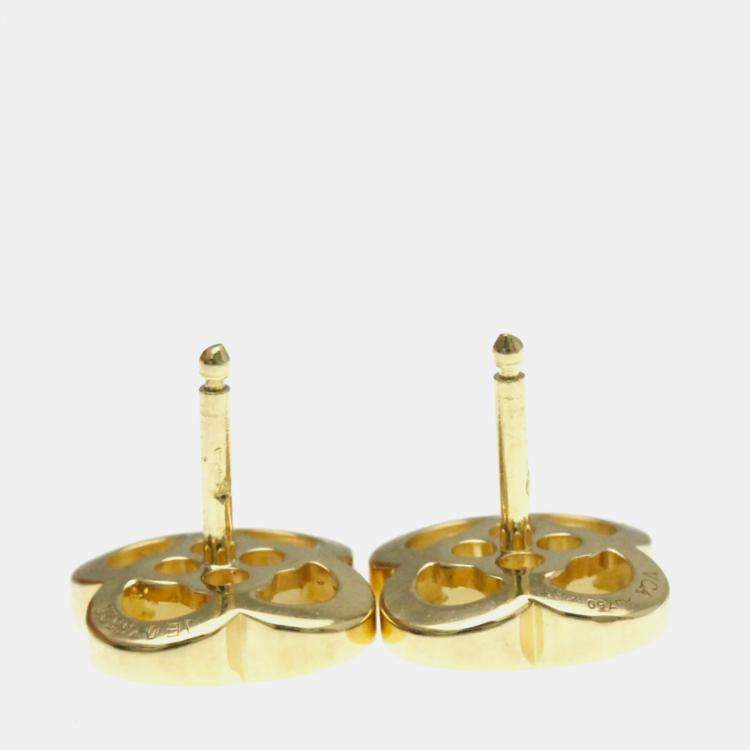 Pre Owned Van Cleef & Arpels Pure Alhambra 18K Yellow Gold and Mother of Pearl Earrings