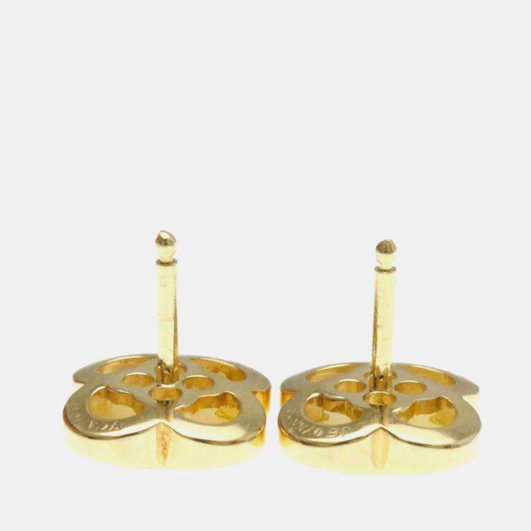 Pre Owned Van Cleef & Arpels Pure Alhambra 18K Yellow Gold and Mother of Pearl Earrings