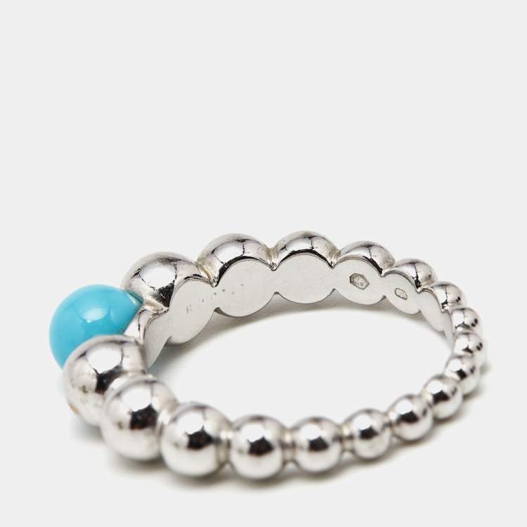 Pre Owned Van Cleef & Arpels Perlee Couleurs Variation Turquoise 18k White Gold Ring Size 51
