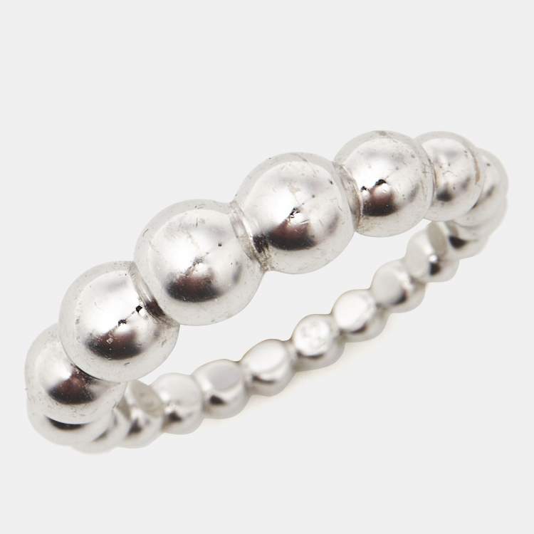 Pre Owned Van Cleef & Arpels Perlee Pearls Oversized 18K White Gold Ring 52 