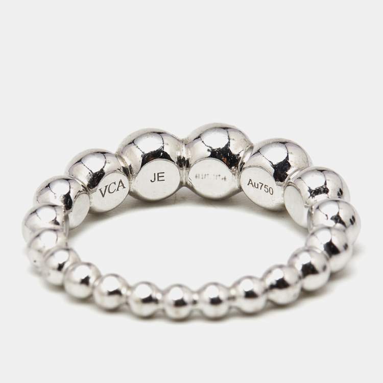 Pre Owned Van Cleef & Arpels Perlee Pearls Oversized 18K White Gold Ring 52 