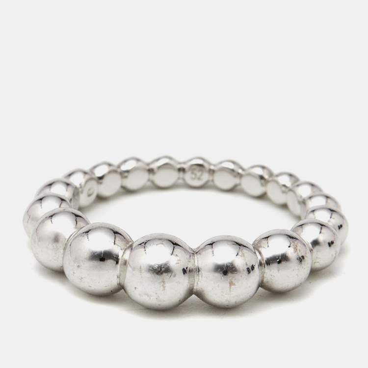 Pre Owned Van Cleef & Arpels Perlee Pearls Oversized 18K White Gold Ring 52 