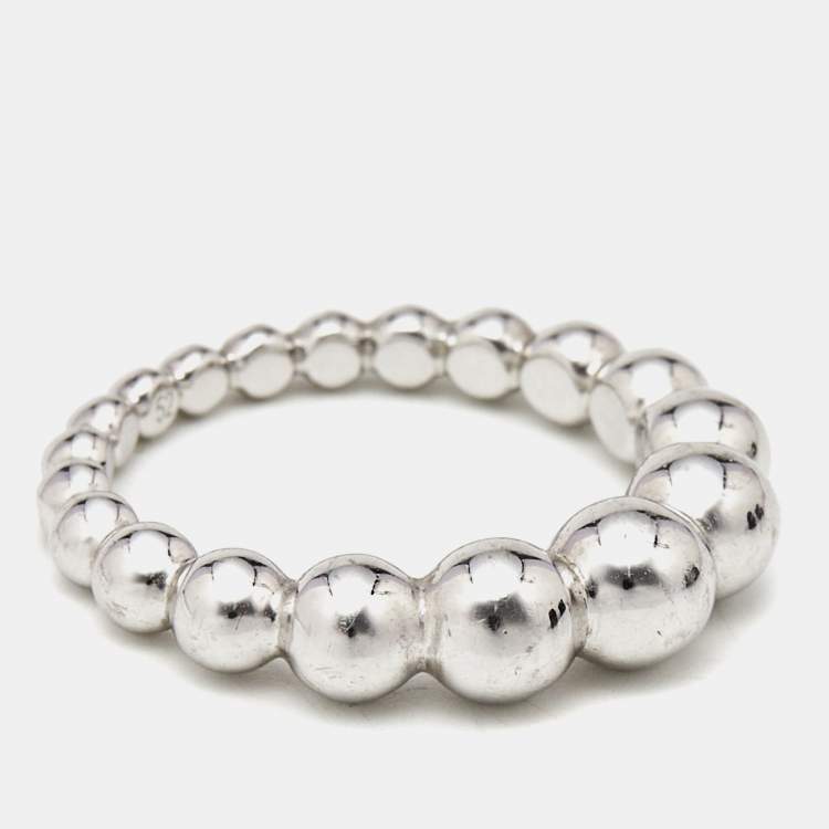 Pre Owned Van Cleef & Arpels Perlee Pearls Oversized 18K White Gold Ring 52 