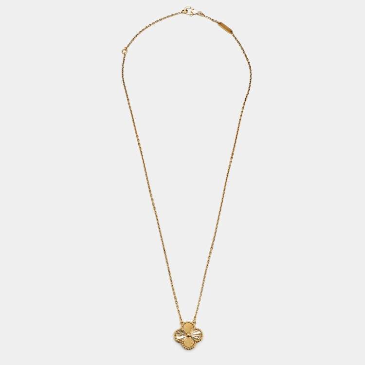 Pre Owned Van Cleef & Arpels Vintage Alhambra Gulloiche 18k Yellow Gold Necklace