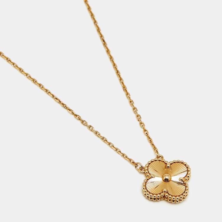 Pre Owned Van Cleef & Arpels Vintage Alhambra Gulloiche 18k Yellow Gold Necklace