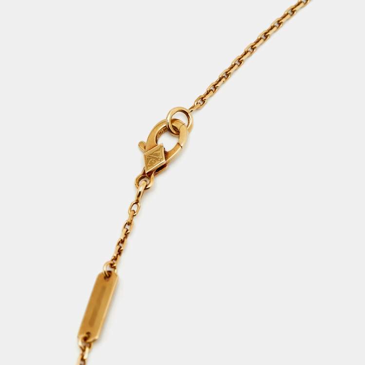 Pre Owned Van Cleef & Arpels Vintage Alhambra Gulloiche 18k Yellow Gold Necklace