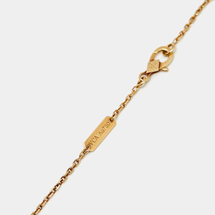 Pre Owned Van Cleef & Arpels Vintage Alhambra Gulloiche 18k Yellow Gold Necklace