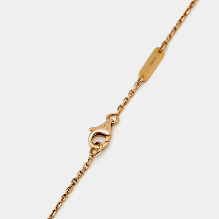 Pre Owned Van Cleef & Arpels Vintage Alhambra Diamond Porcelain Limited Edition Rose Gold Necklace