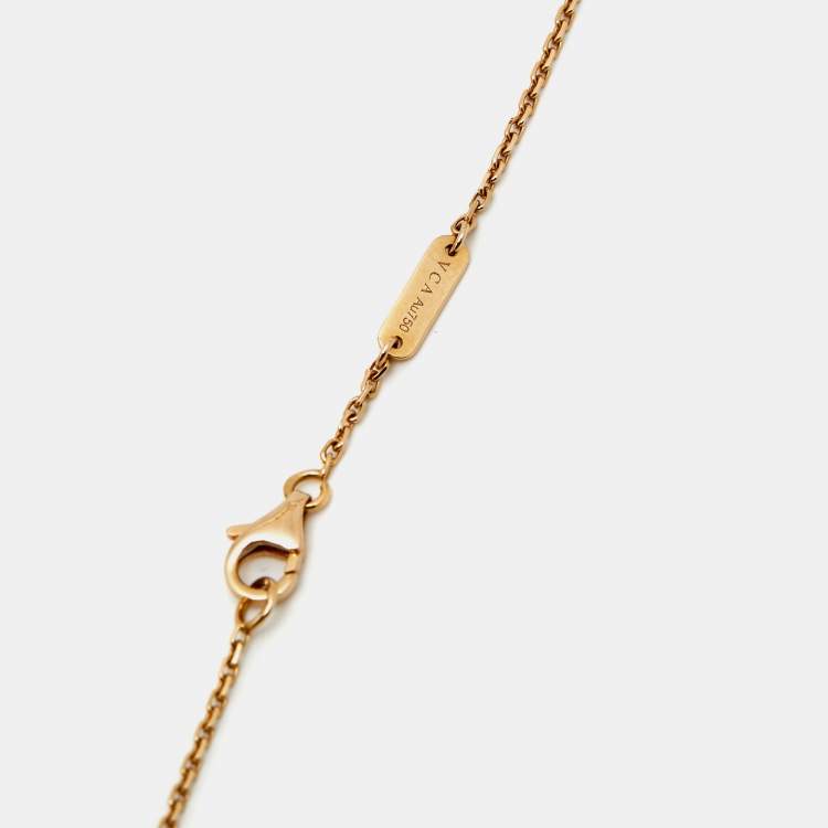 Pre Owned Van Cleef & Arpels Vintage Alhambra Diamond Porcelain Limited Edition Rose Gold Necklace