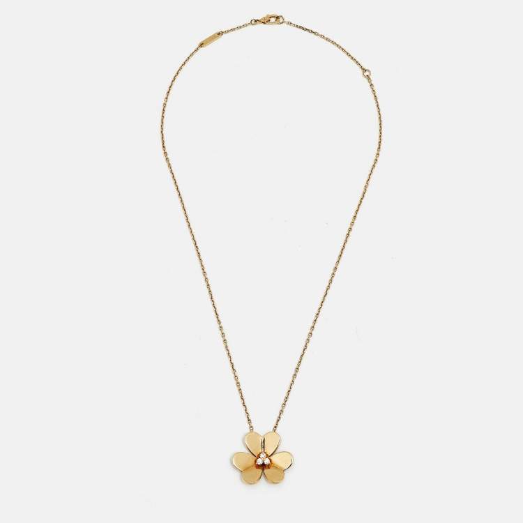 Pre Owned Van Cleef & Arpels Frivole Diamonds 18k Yellow Gold Large Model Necklace