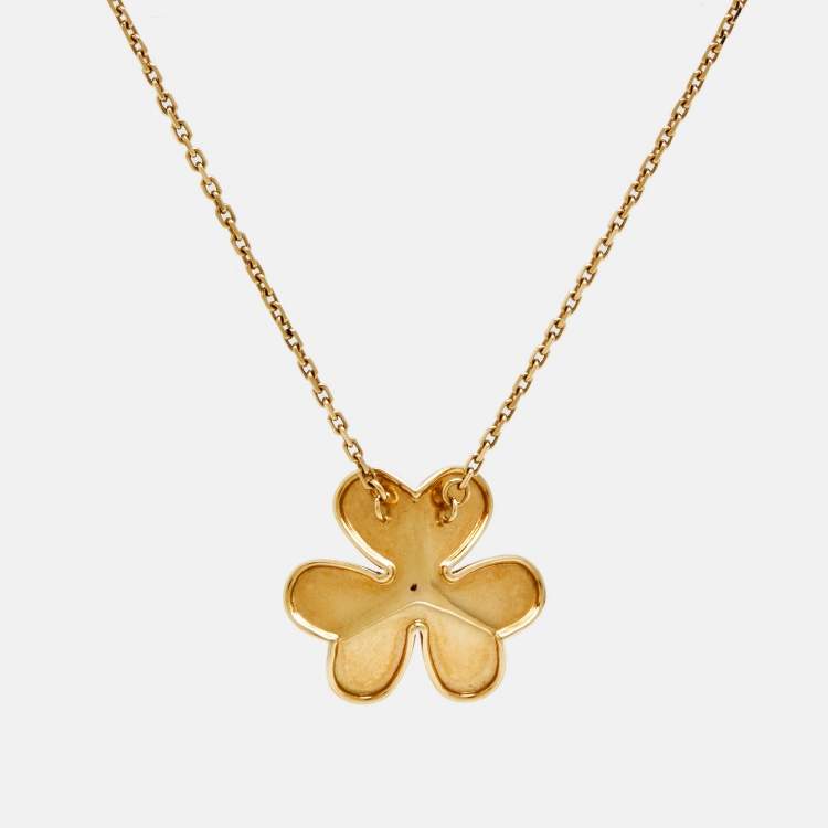 Pre Owned Van Cleef & Arpels Frivole Diamonds 18k Yellow Gold Large Model Necklace