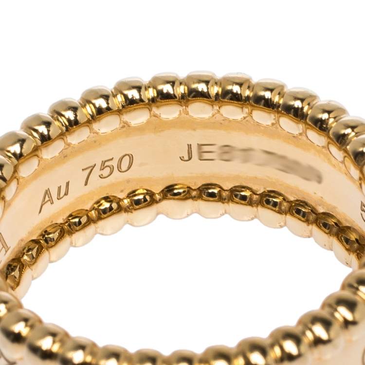 Pre Owned Van Cleef & Arpels Perlee Signature 18K Yellow Gold Band Ring Size 50
