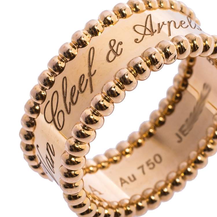 Pre Owned Van Cleef & Arpels Perlée Signature 18K Rose Gold Ring 52