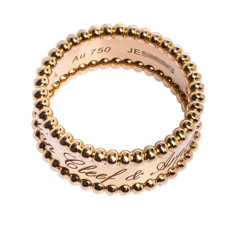 Pre Owned Van Cleef & Arpels Perlée Signature 18K Rose Gold Ring 52