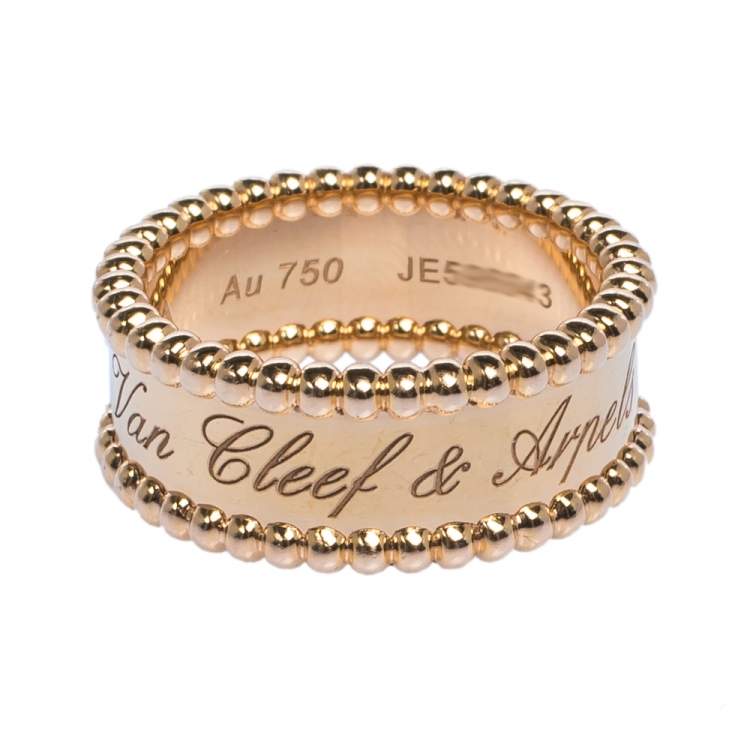 Pre Owned Van Cleef & Arpels Perlée Signature 18K Rose Gold Ring 52
