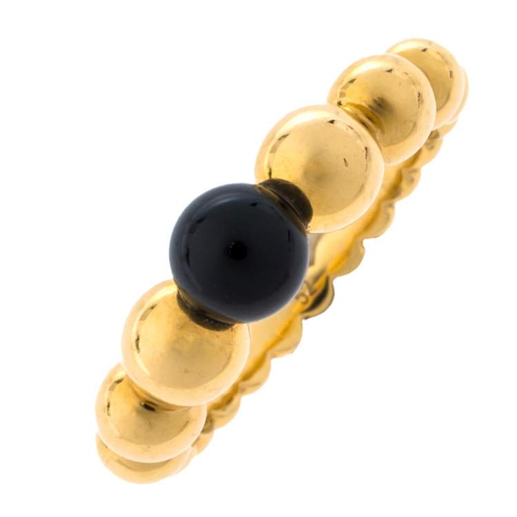 Pre Owned Van Cleef & Arpels Perlee Couleurs Onyx 18K Yellow Gold Variation Ring 52