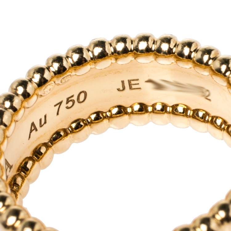 Pre Owned Van Cleef & Arpels Perlée Signature 18K Yellow Gold Ring Size 51