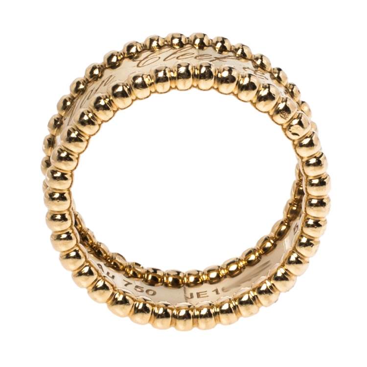 Pre Owned Van Cleef & Arpels Perlée Signature 18K Yellow Gold Ring Size 51
