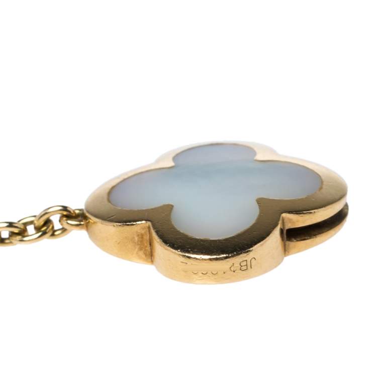 Pre Owned Van Cleef & Arpels Pure Alhambra 4 Motifs Mother Of Pearl 18K Yellow Gold Station Bracelet