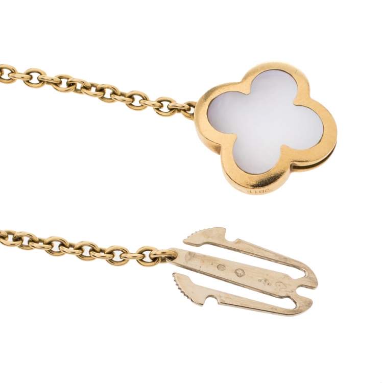 Pre Owned Van Cleef & Arpels Pure Alhambra 4 Motifs Mother Of Pearl 18K Yellow Gold Station Bracelet