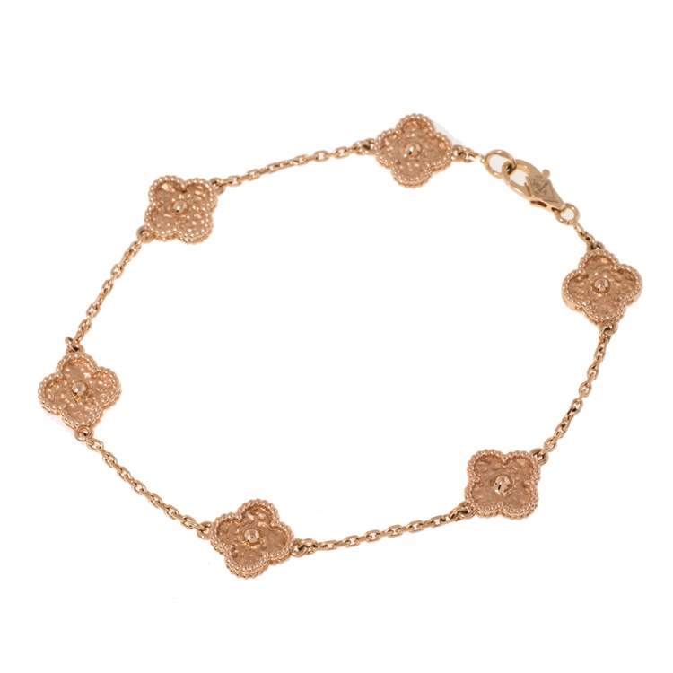 Pre Owned Van Cleef & Arpels Sweet Alhambra 6 Motif 18K Rose Gold Bracelet