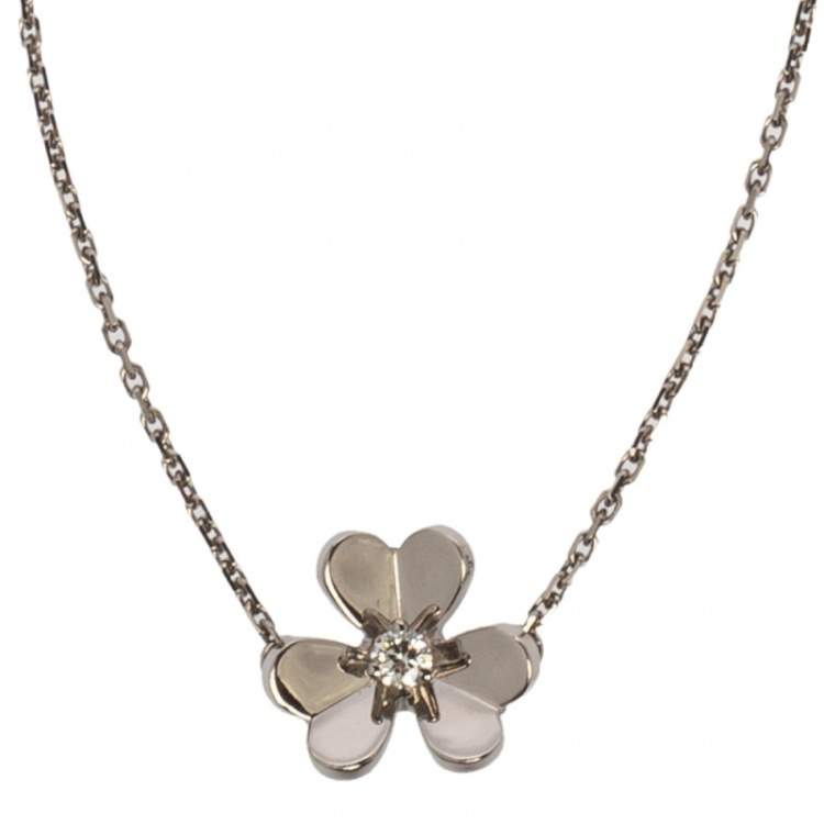 Pre Owned Van Cleef & Arpels Frivole Diamond 18K White Gold Mini Bracelet