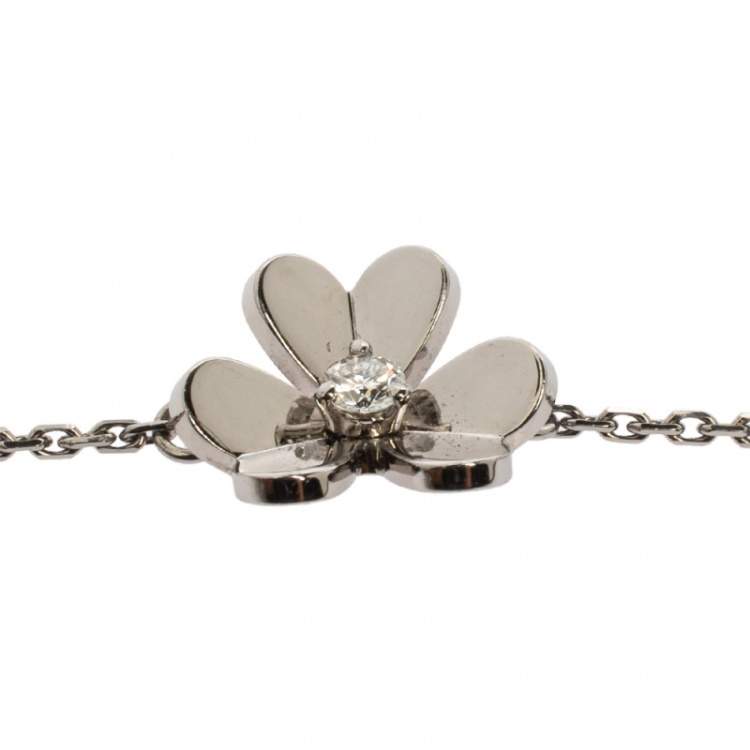 Pre Owned Van Cleef & Arpels Frivole Diamond 18K White Gold Mini Bracelet