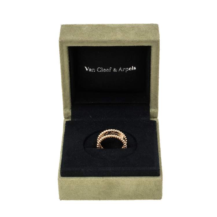 Pre Owned Van Cleef & Arpels Perlée Signature 18K Rose Gold Ring Size 49