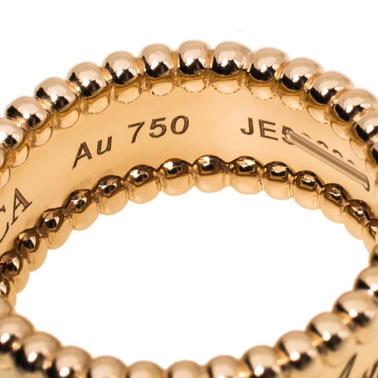 Pre Owned Van Cleef & Arpels Perlée Signature 18K Rose Gold Ring Size 49