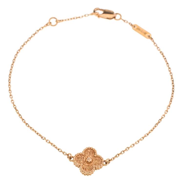 Pre Owned Van Cleef & Arpels Sweet Alhambra Textured 18k Rose Gold Bracelet