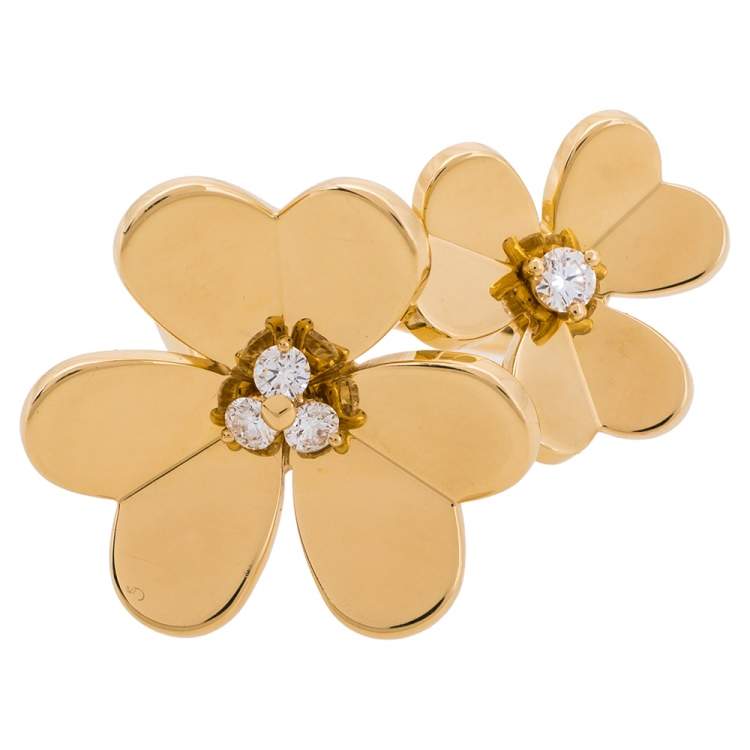 Pre Owned  Van Cleef & Arpels Frivole Between the Finger Diamond 18K Yellow Gold Ring Size 50