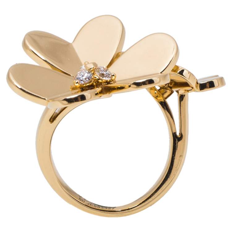 Pre Owned  Van Cleef & Arpels Frivole Between the Finger Diamond 18K Yellow Gold Ring Size 50