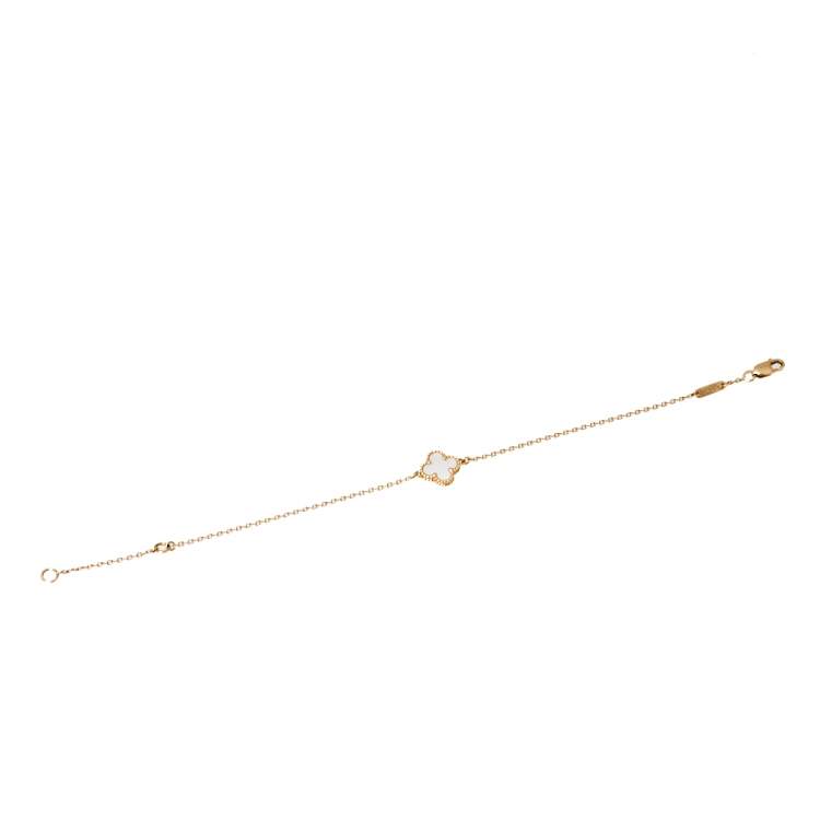 Pre Owned Van Cleef & Arpels Sweet Alhambra Mother of Pearl 18K Yellow Gold Bracelet