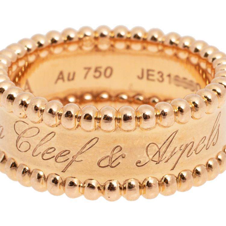 Pre Owned Van Cleef & Arpels Perlee 18K Rose Gold Ring Size 52