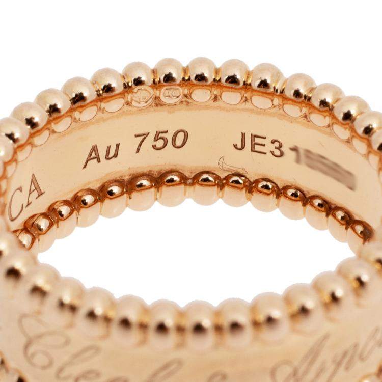 Pre Owned Van Cleef & Arpels Perlee 18K Rose Gold Ring Size 52