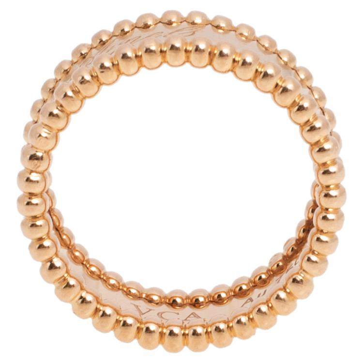 Pre Owned Van Cleef & Arpels Perlee 18K Rose Gold Ring Size 52
