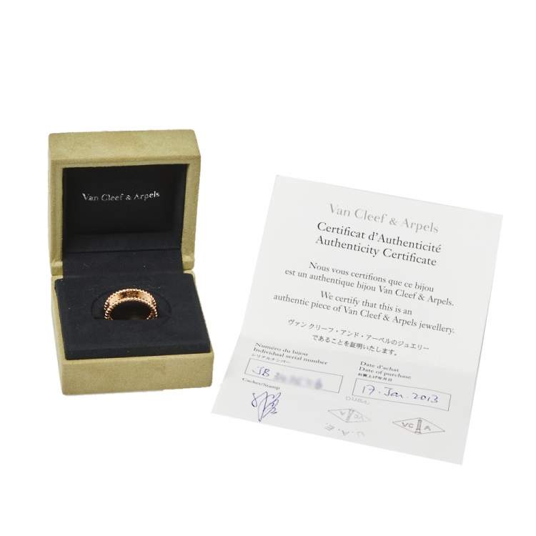 Pre Owned Van Cleef & Arpels Perlee Signature 18K Rose Gold Band Ring Size 59
