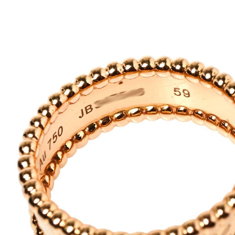 Pre Owned Van Cleef & Arpels Perlee Signature 18K Rose Gold Band Ring Size 59
