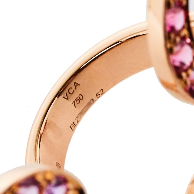 Pre Owned Van Cleef & Arpels Oiseaux de Paradis Between The Finger Multi Gemstone 18K Rose Gold Ring