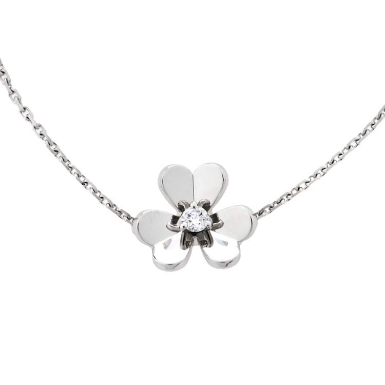 Pre Owned Van Cleef & Arpels Frivole Diamond 18K White Gold Mini Model Bracelet