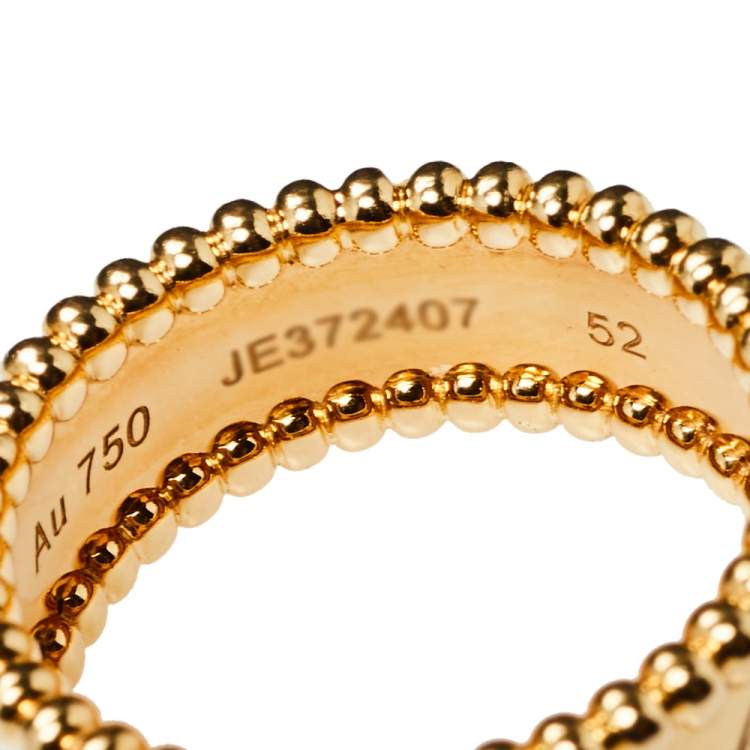 Pre Owned Van Cleef & Arpels Perlee Signature 18K Yellow Gold Ring Size 52