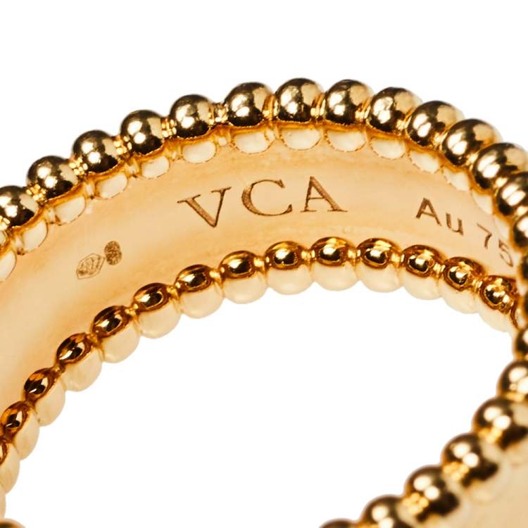 Pre Owned Van Cleef & Arpels Perlee Signature 18K Yellow Gold Ring Size 52