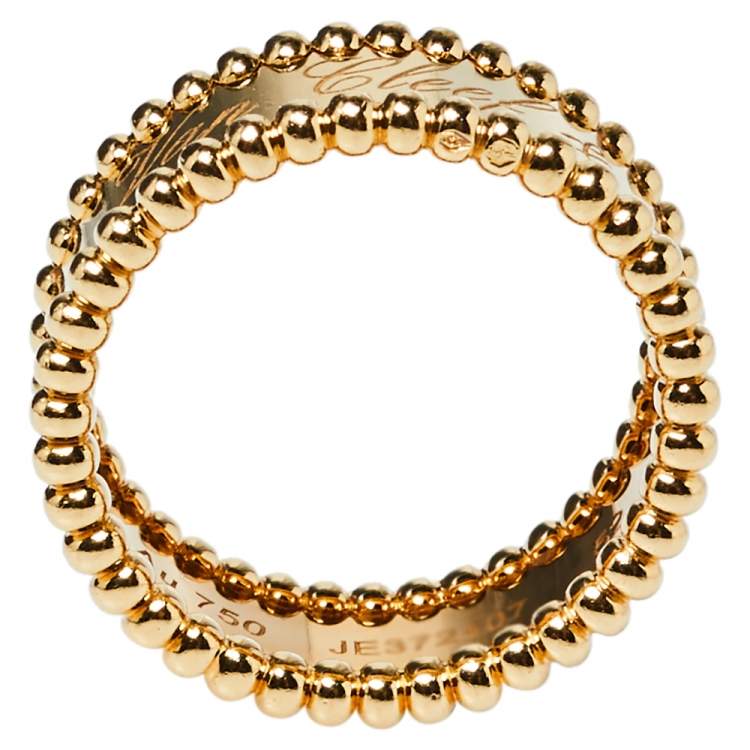 Pre Owned Van Cleef & Arpels Perlee Signature 18K Yellow Gold Ring Size 52