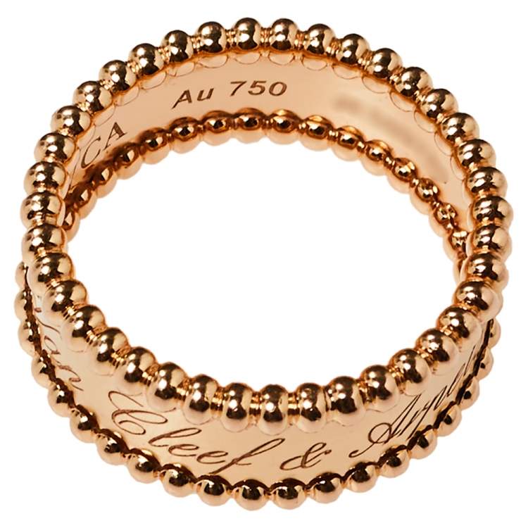 Pre Owned Van Cleef & Arpels Perlée Signature 18K Rose Gold Ring Size 54