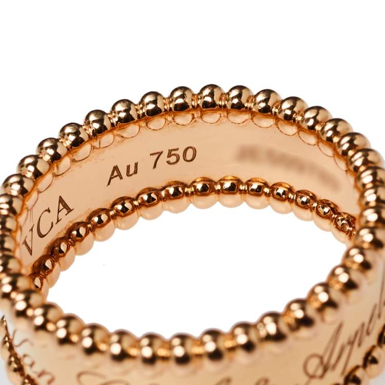 Pre Owned Van Cleef & Arpels Perlée Signature 18K Rose Gold Ring Size 54