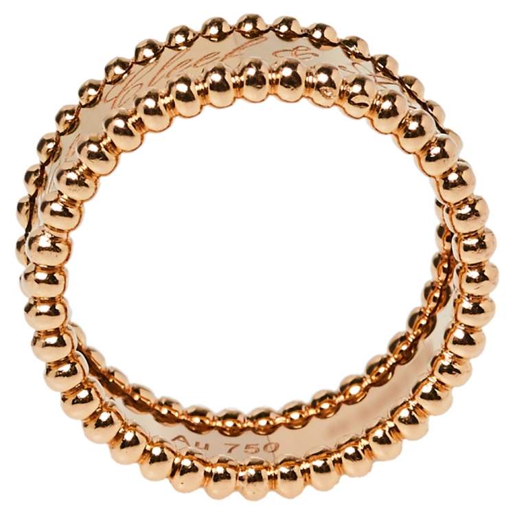 Pre Owned Van Cleef & Arpels Perlée Signature 18K Rose Gold Ring Size 54
