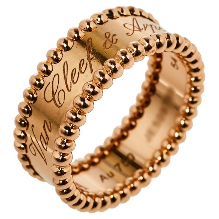 Pre Owned Van Cleef & Arpels Perlée Signature 18K Rose Gold Ring Size 54