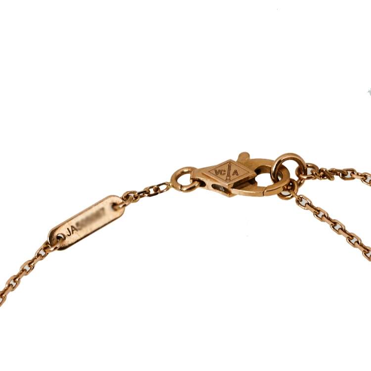 Pre Owned Van Cleef & Arpels Sweet Alhambra Heart Carnelian 18K Rose Gold Bracelet